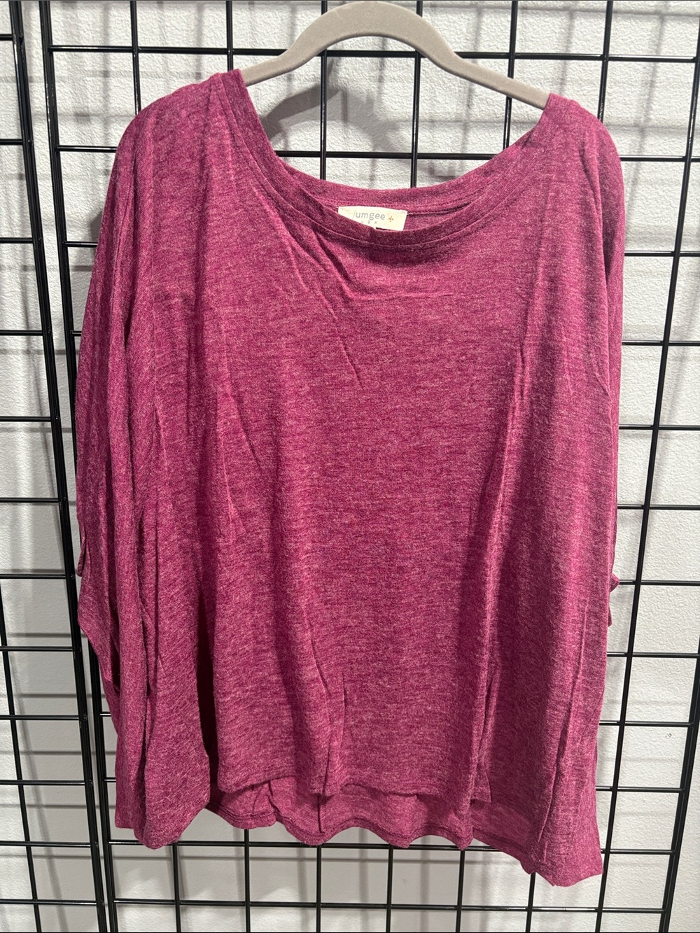 Umgee Heathered Berry Relaxed Long Sleeve Top NWOT